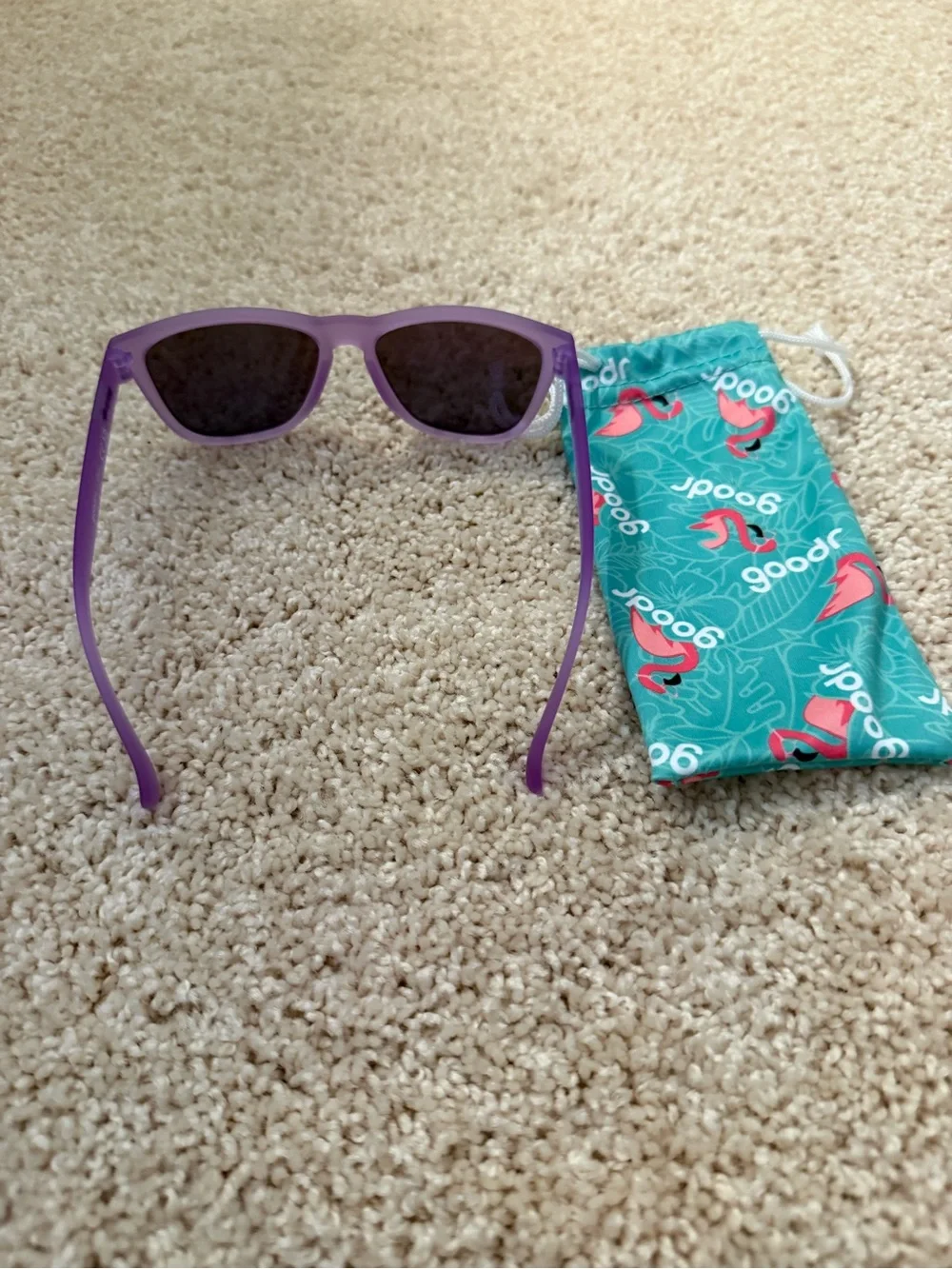Goodr Purple Sunglasses with Teal Flamingo Pouch - Picture 4 of 4